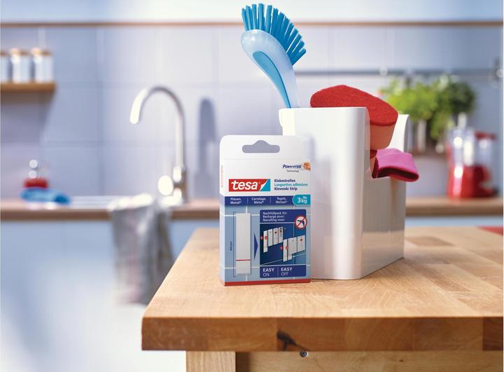 Actual product image tesa Powerstrips for tiles & metal, 3kg holding power, 6x double-sided adhesive strips
