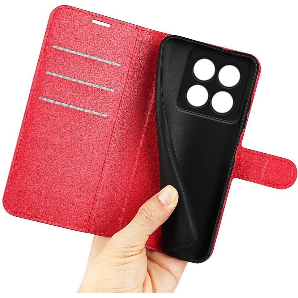 Thumbnail - Cover-Discount Xiaomi 14 Pro - Leder Etui Hülle rot (Xiaomi 14 Pro), Smartphone Hülle, Rot