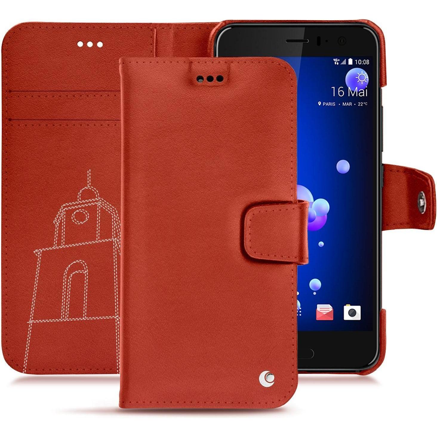 Thumbnail - Noreve Lederschutzhülle Wallet (HTC U11), Smartphone Hülle, Orange