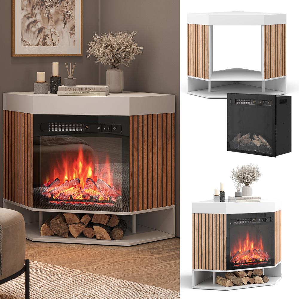 Thumbnail - Vicco, Elektrokamin + Bioethanolkamin, Elektrokamin Lynea, Weiss, 100 cm