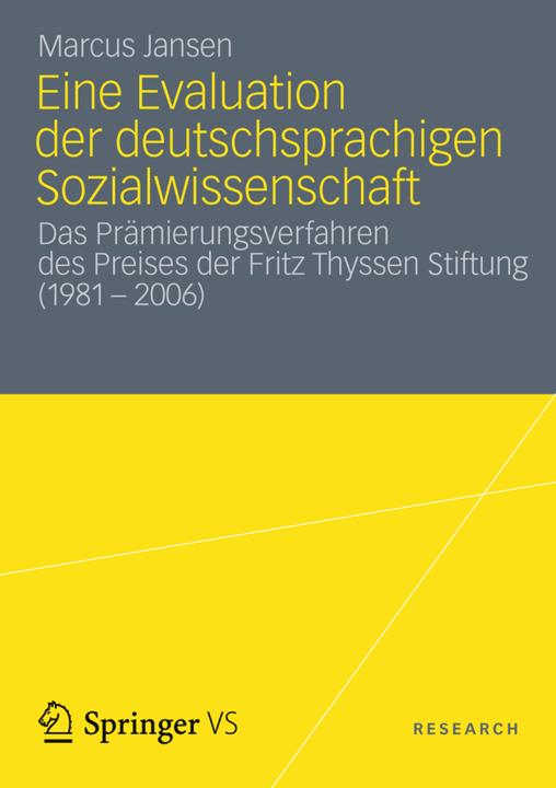 Produktbild Eine Evaluation der deutschsprachigen Sozialwissenschaft (Deutsch, Marcus Jansen, 2012)