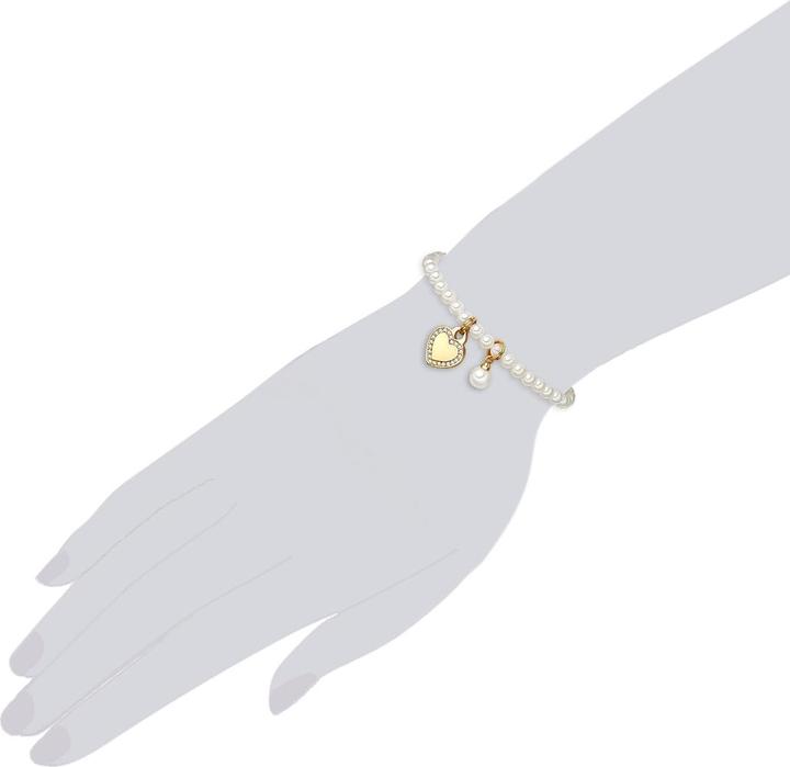 Produktbild Lulu & Jane Herz Messing Zirkonia Muschelkernperle gelbgold 17,0 cm - 33440 (19 cm, Messing)
