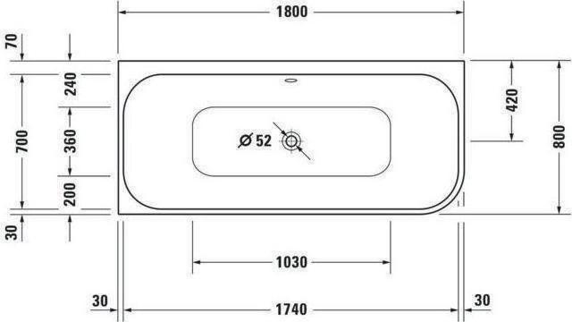 Produktbild Duravit Rechteckbadewanne mit Rundung Happy D,2 80 x 180 cm weiss glatt 700316000000000 (246 l, 180 cm, 80 cm)