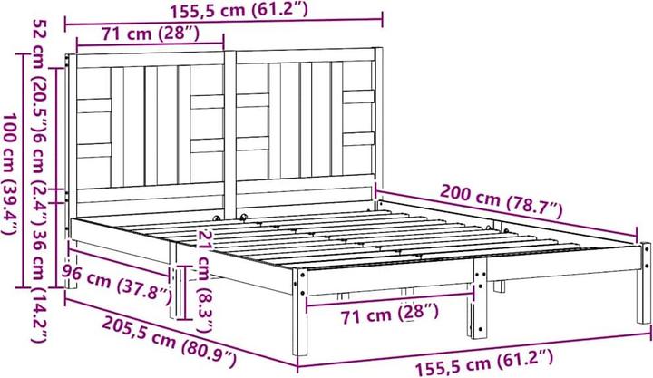 Actual product image vidaXL Bettrahmen (150 x 200 cm)