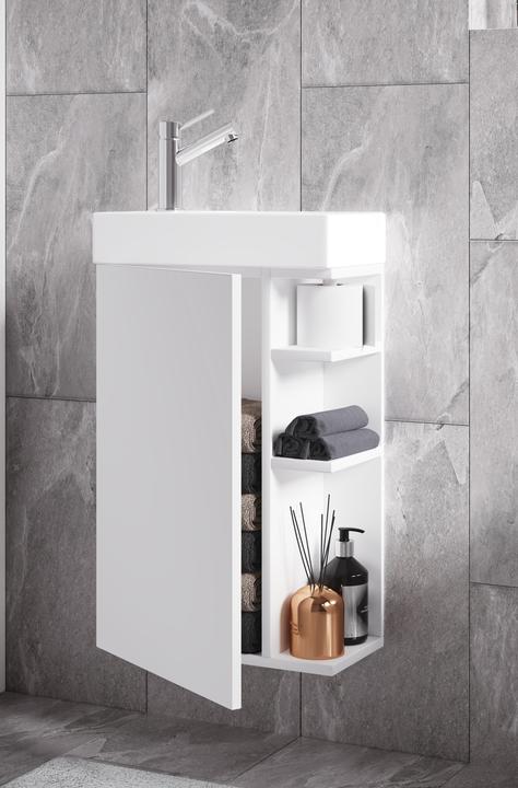 Immagine prodotto VCM Set di mobili da bagno a 2 pezzi WC per ospiti Lavabo per bagno per ospiti Piccolo stretto Lumia