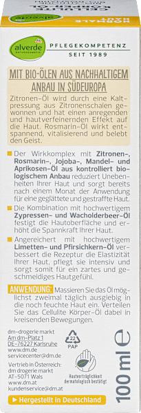 Nährwerte und Zutaten dm alverde Cellulite (Körperöl, 100 ml)