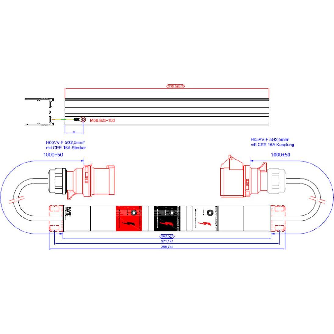 Thumbnail - Bachmann IT PDU Basic Inline SPD 3ph 3x16A USS 1m H05VV-F 5G2,5mm CEE 16A, USV Zubehör
