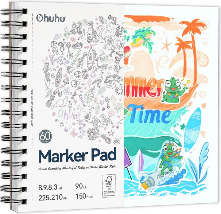 Image du produit Ohuhu Carnet de croquis d'art (22,5 x 21 cm, Blanc)