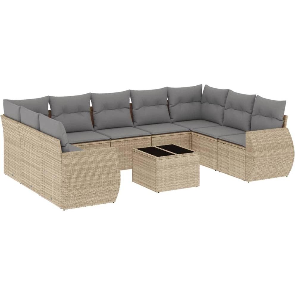 VidaXL, Gartenlounge, 10-tlg. Garten-Lounge-Set mit Kissen