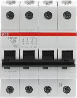 Actual product image ABB S203-C20NA Automatic circuit breaker 20A pro M compact 3p+NA