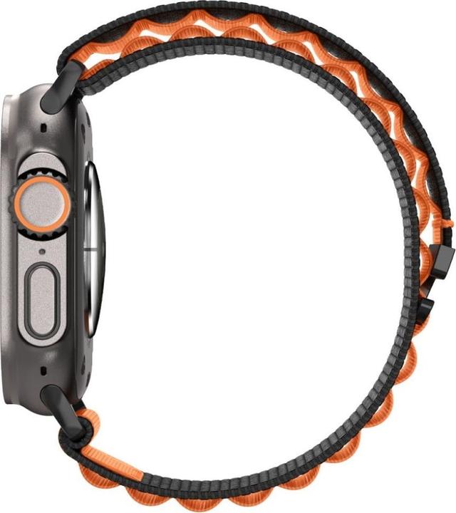 Produktbild Spigen WBF1 Armband für Apple Watch 44 / 45 / 46 / 49 mm - Schwarz und Orange (44 mm, 45 mm, 46 mm, 49 mm, Nylon)