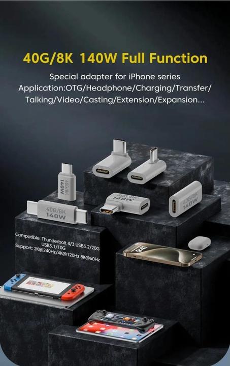 Produktbild PowerGuard USB-C Short Extension Male/Female Adapter USB 3.1 140W 40 GBit/s (USB 3.1, 140 W)