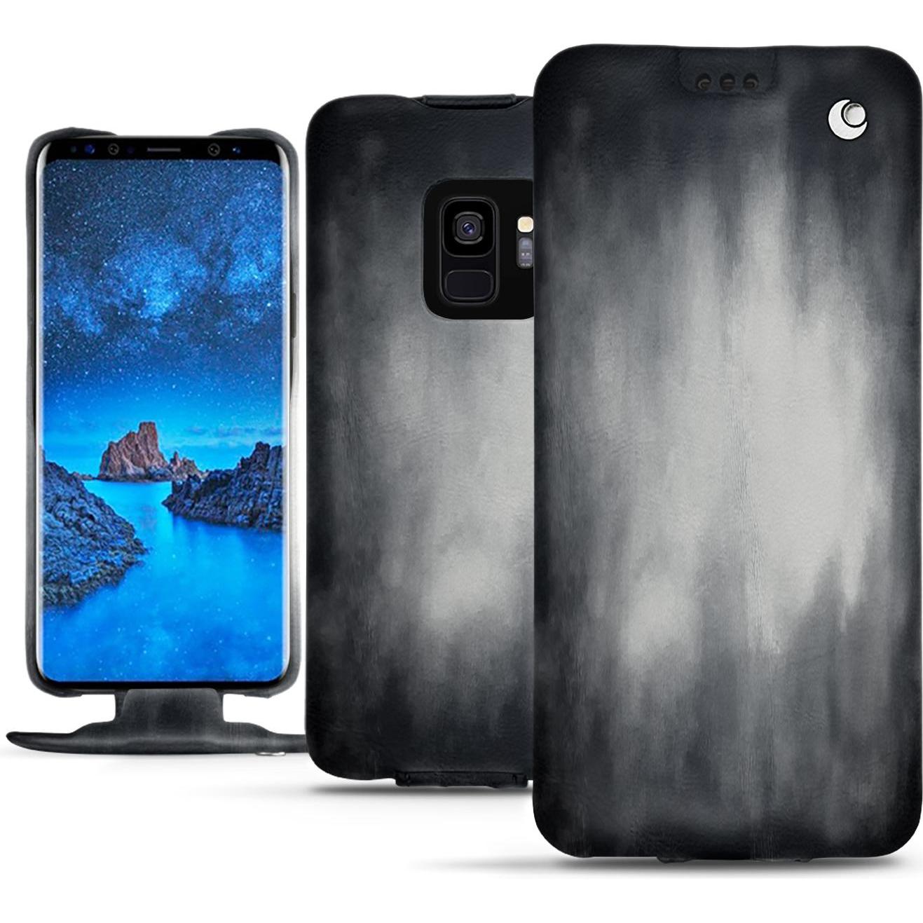 Noreve Lederschutzhülle vertikal (Samsung Galaxy S9), Smartphone Hülle, Grau