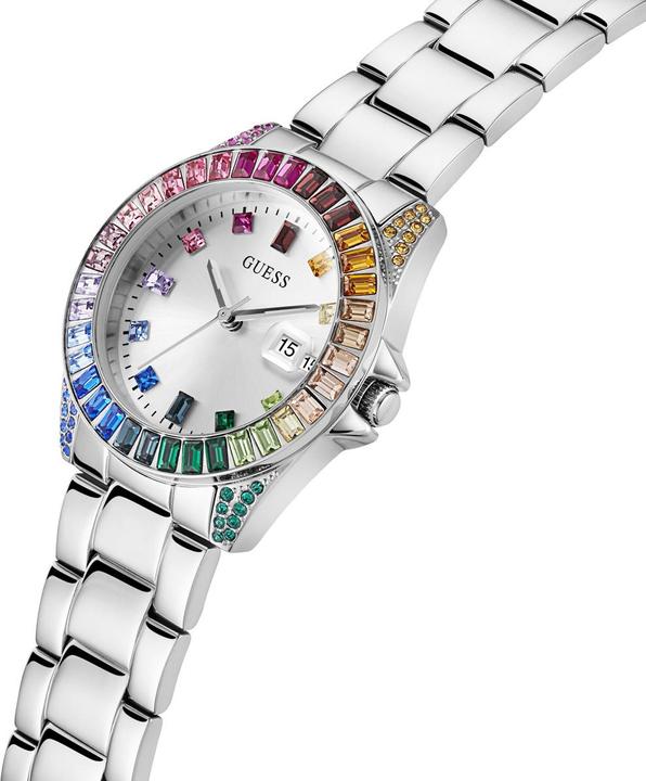 Produktbild Guess P SLV CS W/ BAGUETTE CRYS / SUN SLV DATE DL / P SLV BRCT Armbanduhr (34 mm)