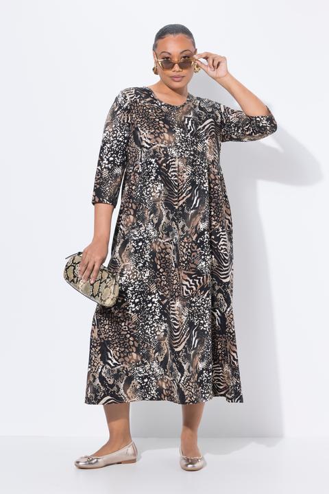 Actual product image Ulla Popken Animal Print Empire Knit A-Line Pocket Dress (54)