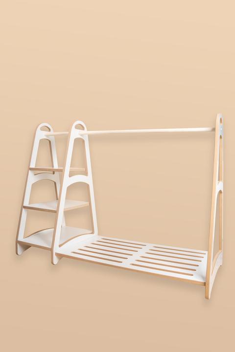 Tupti.wood MAXI Garderobe Kleiderschrank  mit Kleiderbügel Weiss