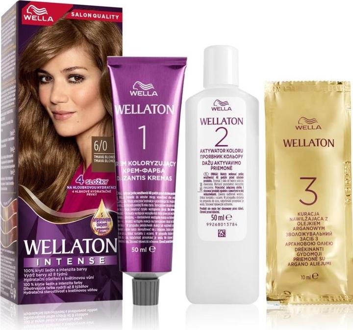 Wella Wellaton Intensive Dauerhafte Haarfarbe mit Arganöl - 6/0 Dunkelblond, 1 Stück (6/0 Dark Blonde)