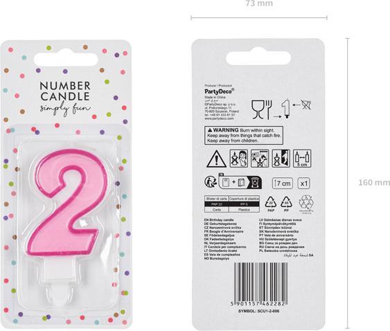 Immagine prodotto Partydeco Zahlenkerze Nr 2 (1 x)