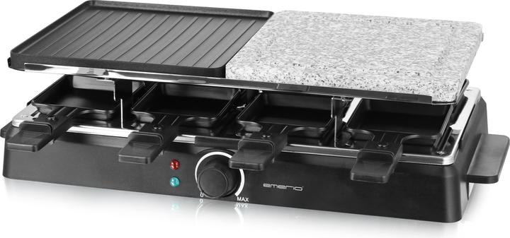 Emerio Raclette grill, 8 pans, non-stick stone and grill plate