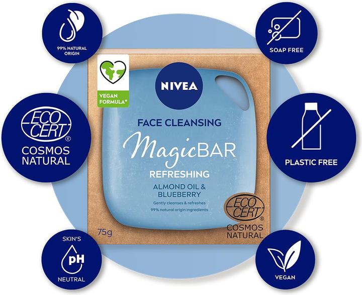 Actual product image NIVEA MagicBAR Refreshing Face Cleansing Bar 75 g (Facial soap)
