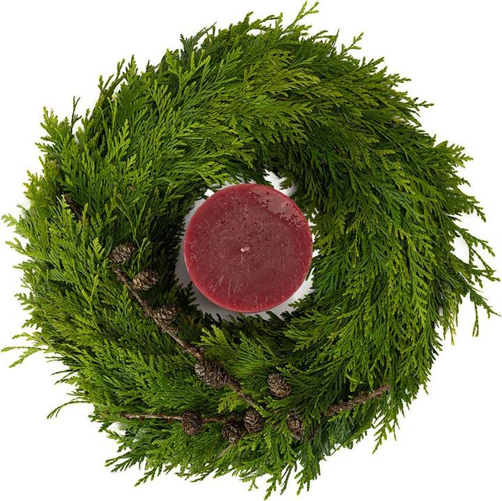 VEG and the City Couronne de l'Avent en mélèze - bougie rouge vin (35 cm)