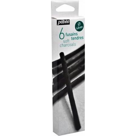 Pebeo 6 Weiche Zeichenkohlen 6 8mm (Pastellkreiden und Zeichenkohle) (383120)