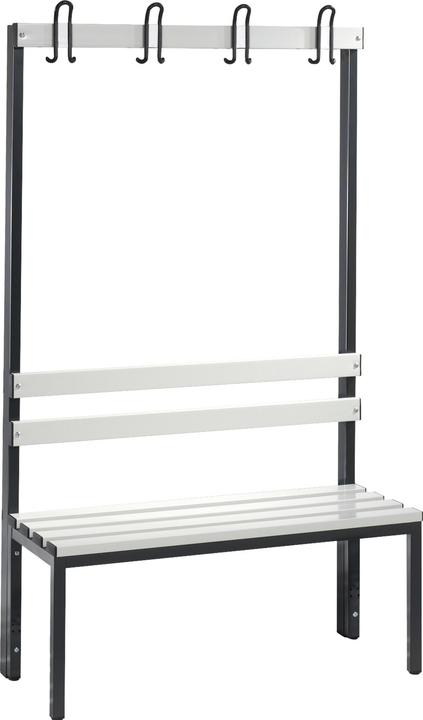 Actual product image C+P BASIC cloakroom bench, single sided, hook rail, plastic, length 1000 mm, light (100 cm, 165 cm)