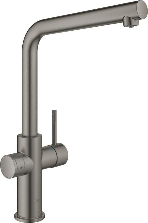 Actual product image Grohe Kitchen tap with filter function Blue hard graphite brushed 31454