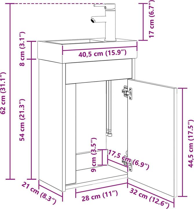 Actual product image vidaXL Badezimmer-Waschtisch (225 mm, 405 mm)