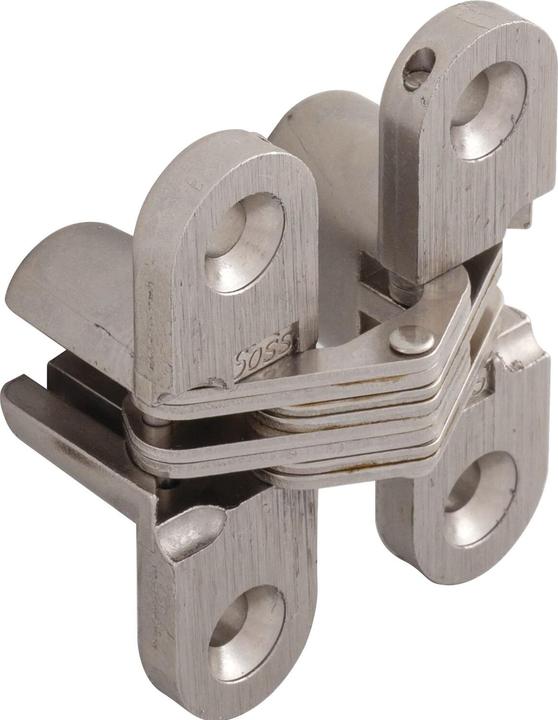 Soss Einlass-Scharnier, 43x10 mm, ÖW 180°, Zamak vernickelt