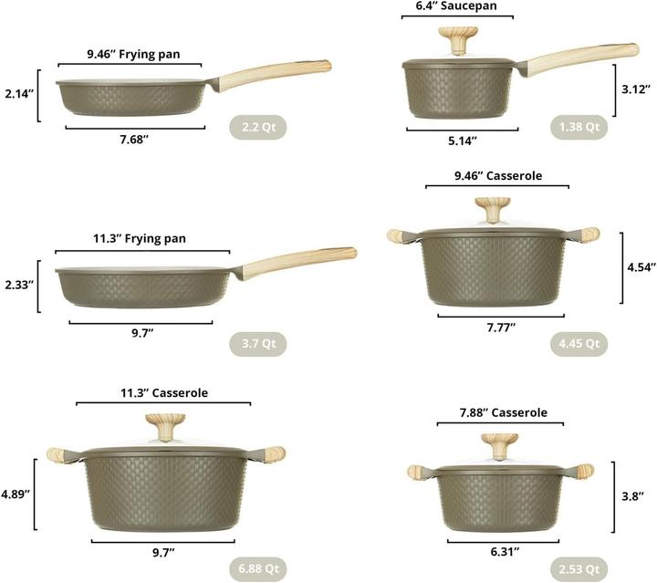 Set Pentole 7 Pezzi Vitrex Fuego – Batteria Da Cucina In Alluminio Extra-Spesso, Antiaderente, Manici Soft-Touch, Coperchi In Vetro, Adatto A Induzione