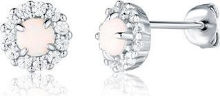 JVD Sparkling Silver Earrings With Artificial Opal