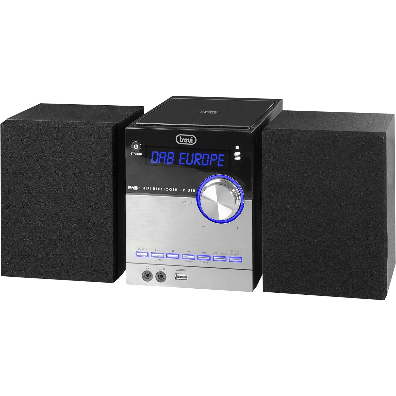Trevi 0H10D800 Home-Stereoanlage Home-Audio-Minisystem (1x 30 W), Stereoanlage, Schwarz, Silber