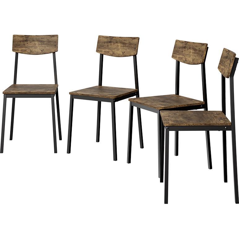 Vicco, Stühle, Esszimmerstuhl Fyrk, Schwarz/Eiche rustikal, 44 x 41 cm 4er Set