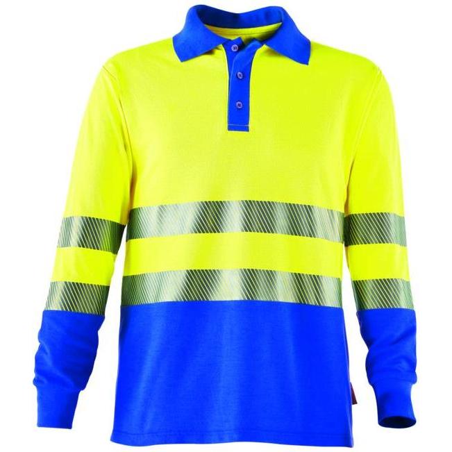 Rofa, Arbeitsjacke, Multinorm-Poloshirt Langarm, gelb / kornblau, Unisex-Grösse: L (L)