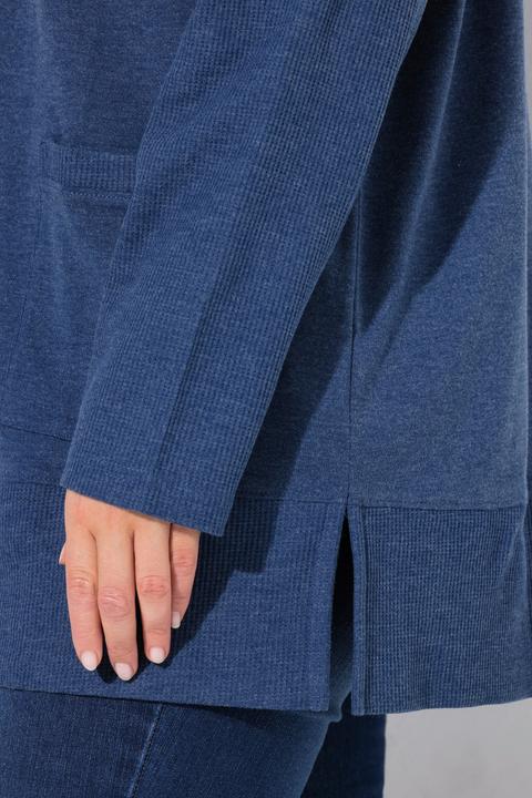 Image du produit Ulla Popken Veste en molleton, texture gaufrée. Coupe ouverte, manches longues. (42, 44)