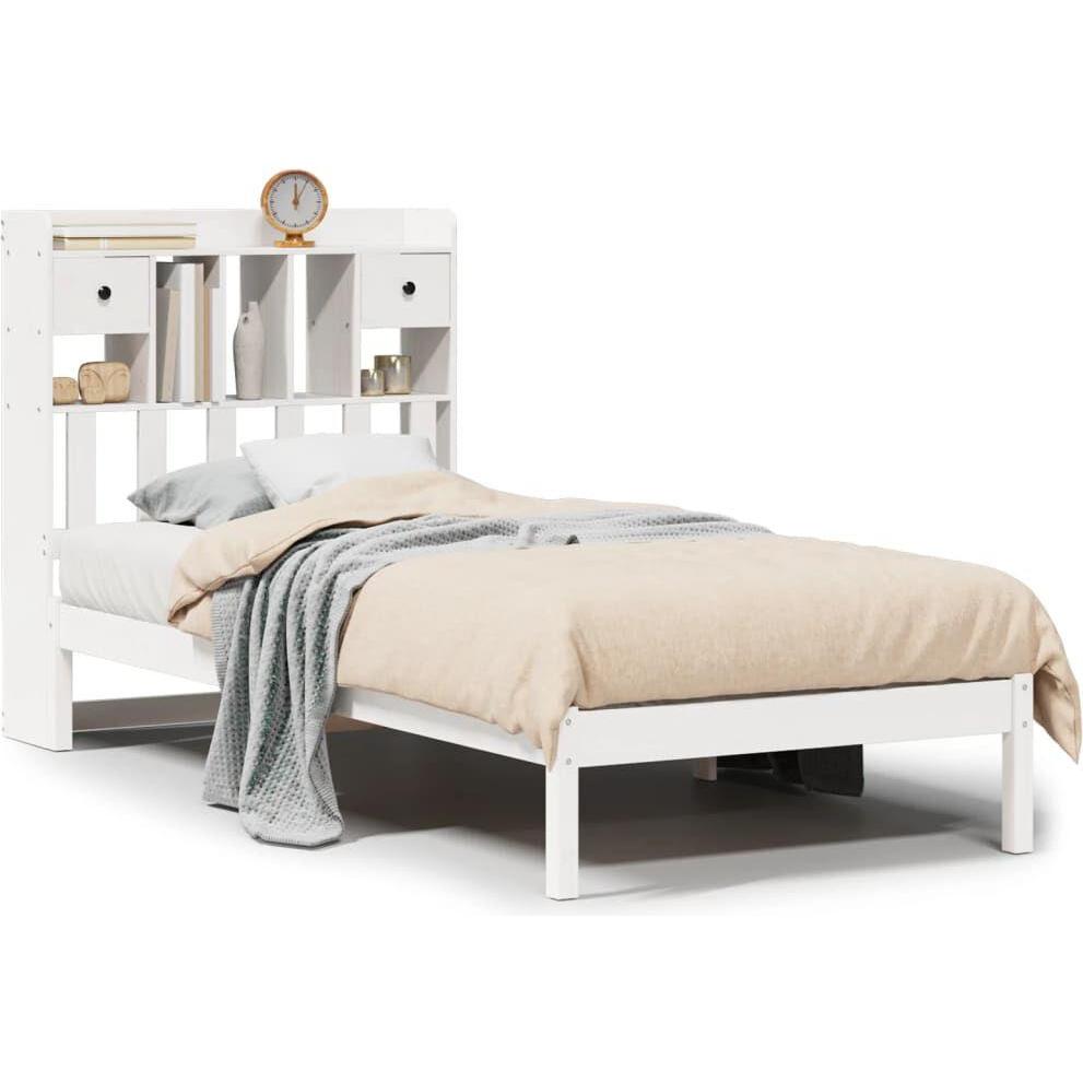 VidaXL, Bett, Massivholzbett Holzbett Bett Einzelbett Bettgestell Weiss 75x190cm Kiefer (75 x 190 cm)