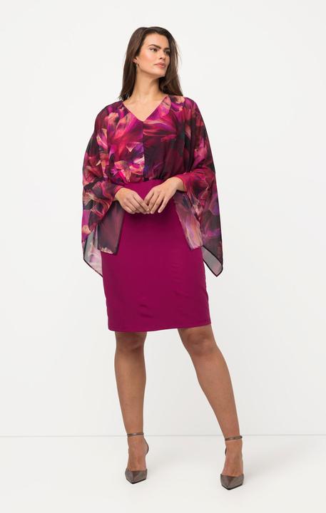 Immagine prodotto Ulla Popken Abito con fiori, maniche di chiffon, scollo a V e maniche lunghe (50, 52)