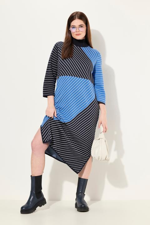 Image du produit Ulla Popken Robe midi en maille de coton bio. Col montant et manches 3/4. (50, 52)