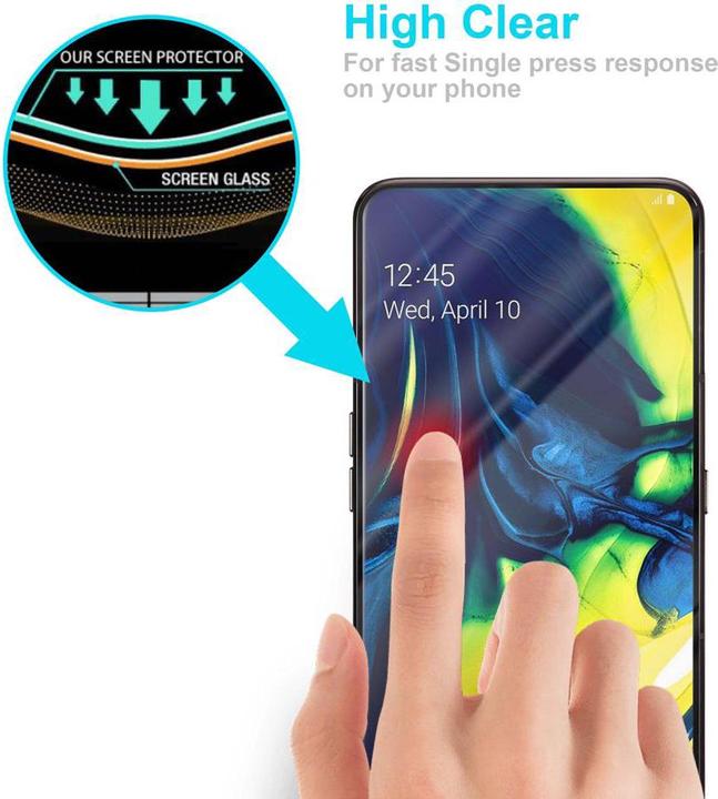 Image du produit Cadorabo Fullcover écran de protection en verre pour Samsung Galaxy A80 / A90 4G Retail Packaging (1 pcs, Samsung Galaxy A80)