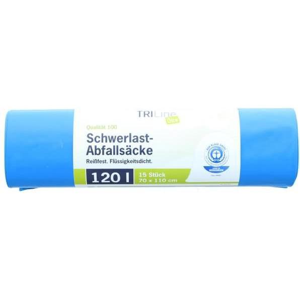 Triline Schwerlastsäcke Öko 120,0 l blau 75,0 µm, 15 St., Abfallsack, Blau