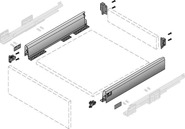 Produktbild Hettich Komplett-Schubkasten-Sets ArciTech, silber