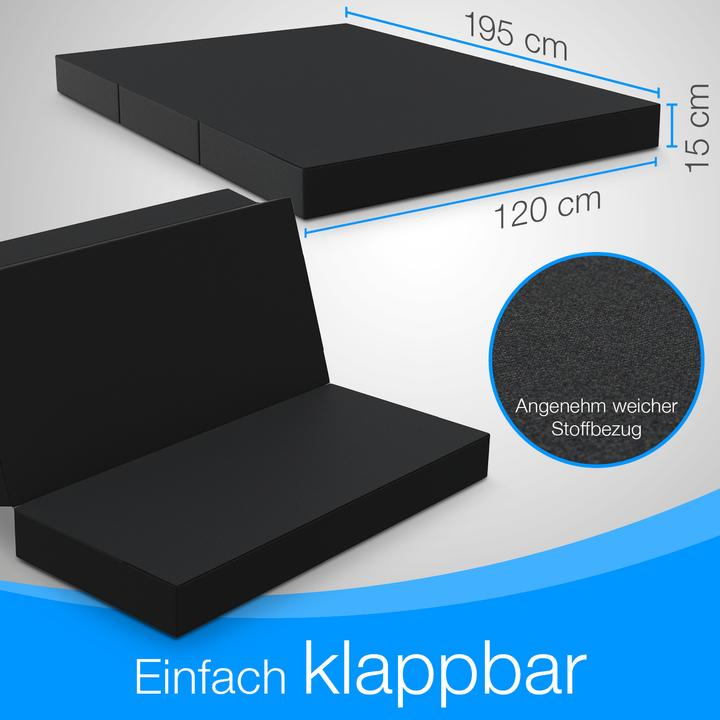 Image du produit Bestschlaf Klappmatratze, 3-teilige Faltmatratze, Reisebett, Gästematratze (120 x 195 cm, Noyau de mousse)