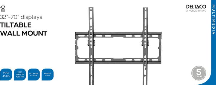 Actual product image Deltaco Wall mount, tilt, 32-70", 45 kg (Wall, 45 kg, 32" - 70")