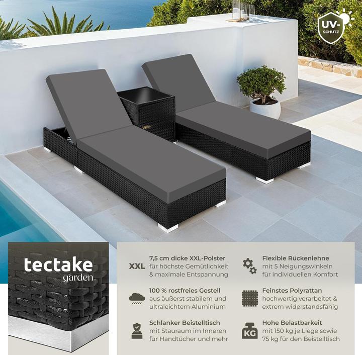 Actual product image tectake 2 sunbeds (184 cm)