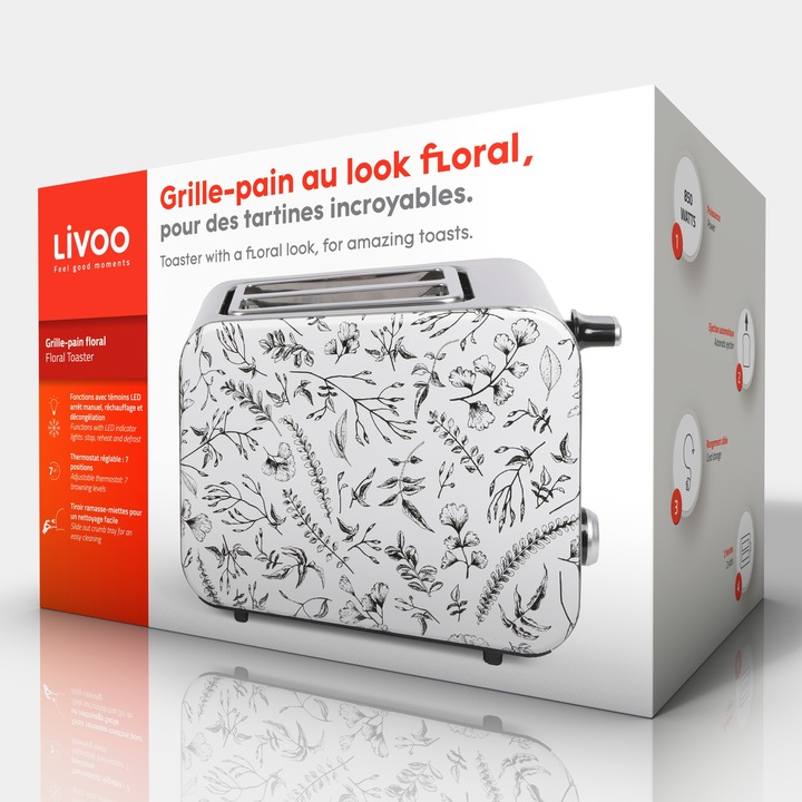 Produktbild Livoo Toaster mit Blumenmotiv