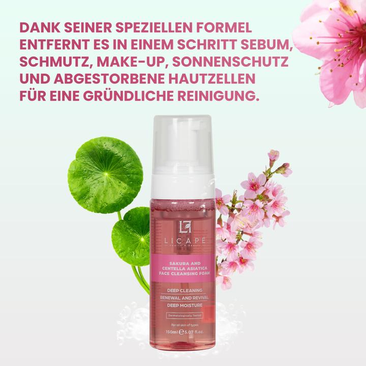 Produktbild Licape Schaumreiniger 150 ml – Mit Sakura & Centella Asiatica für strahlende Haut (Reinigungsschaum, 150 ml)