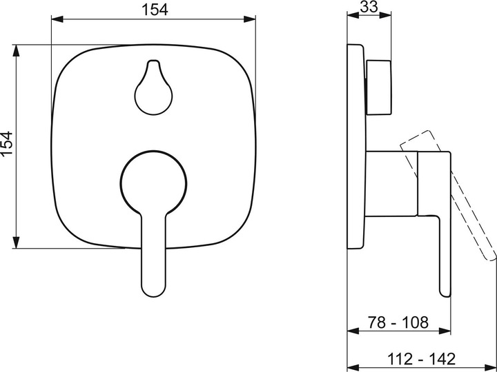 Actual product image Hansa HANSADESIGNO Style bath and shower mixer, concealed, with backflow preventer, chrome