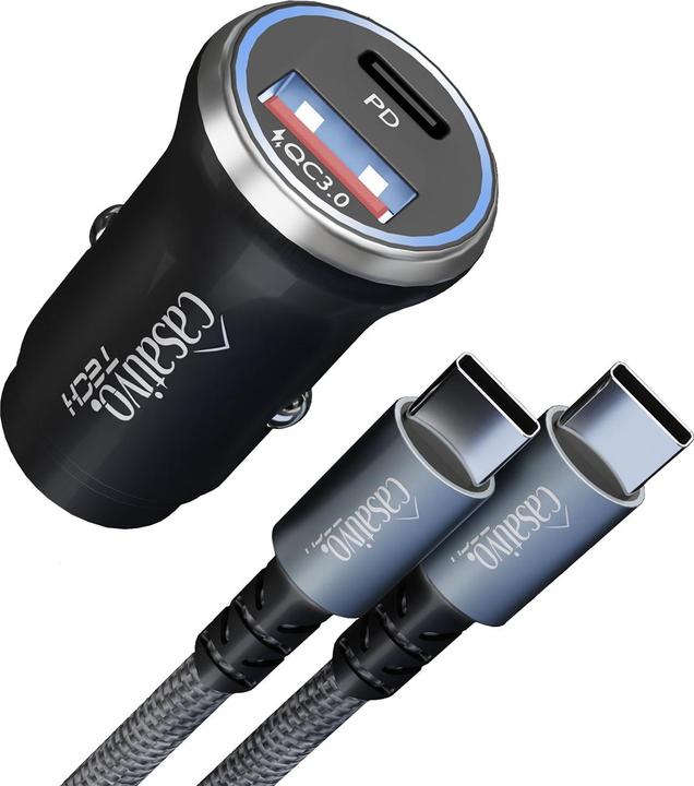 Image du produit Casativo 2er-Set Kfz-USB-Netzteil, (54 Watt) inkl. Ladekabel, USB-C PD & USB-A QC