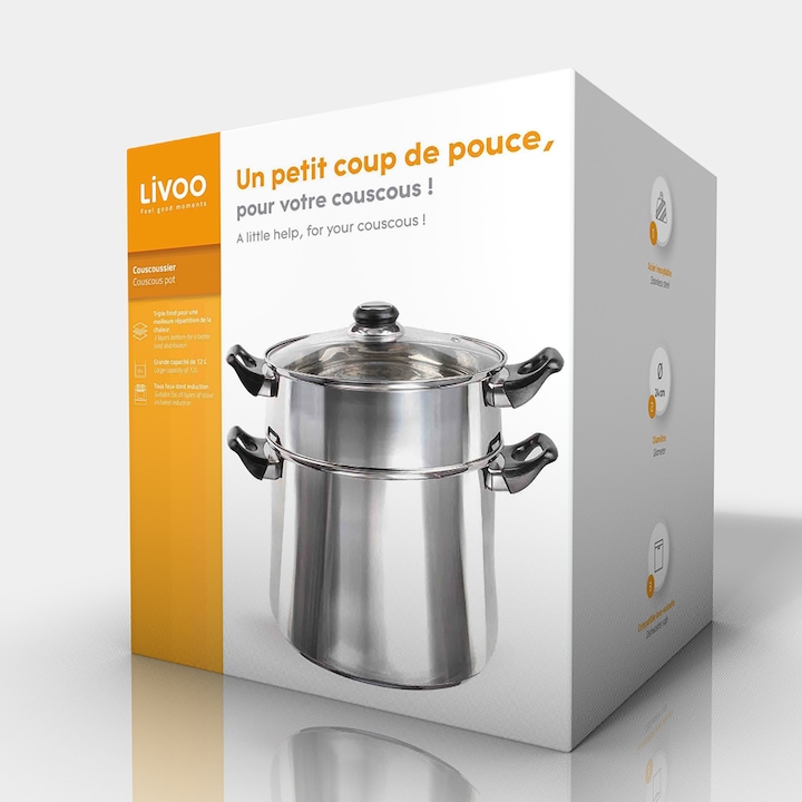Immagine prodotto Livoo Pentola per couscous (24 cm, Cucina a vapore, Acciaio)